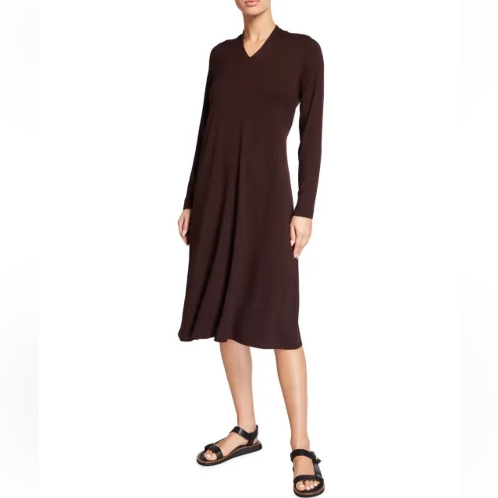 Eileen Fisher Charcoal Gray Viscose Jersey Knit Dress. Size XS.
